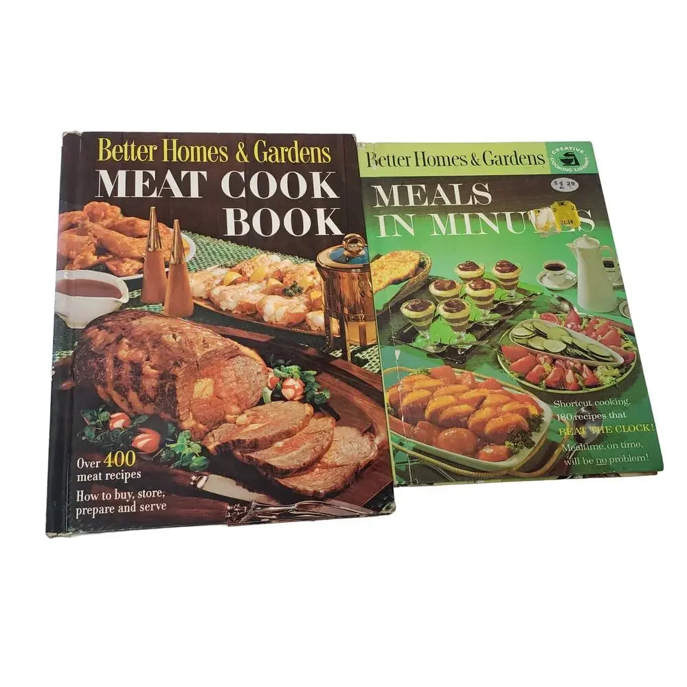 Vintage Better Homes & Gardens = Meat Cook Book & Meals In Minutes Cook Book